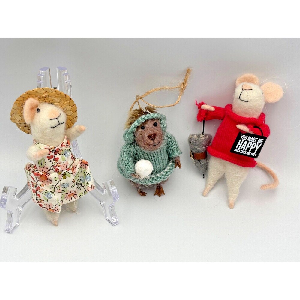 PRIMITIVES BY KATHY 3 Mice "You make me Happy" Hedgehog with snowball-Springtime